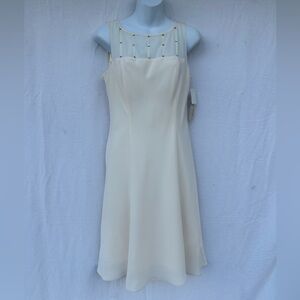Evan PiconeElegant Cream Sleeveless Dress#A1